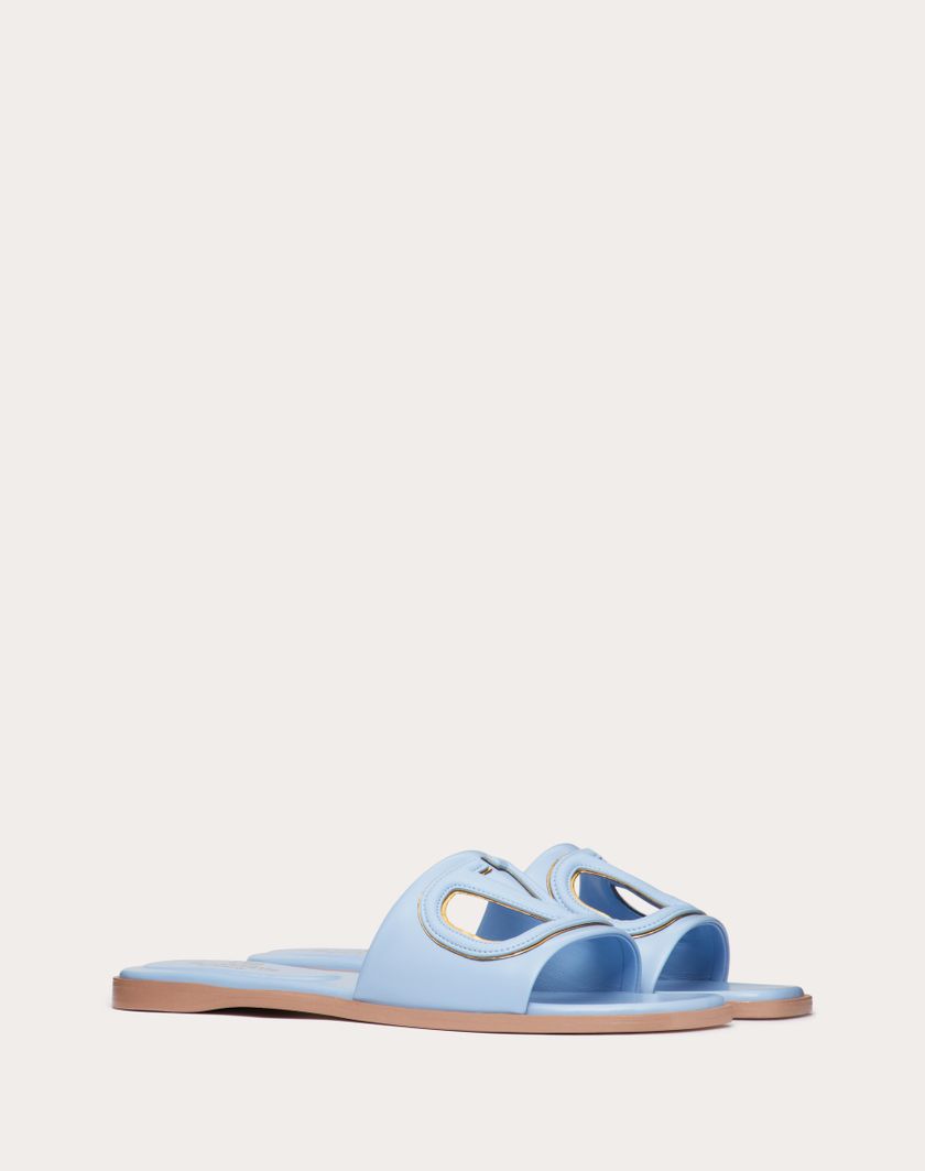 VLOGO CUT-OUT CALFSKIN SLIDE SANDAL - Image 1